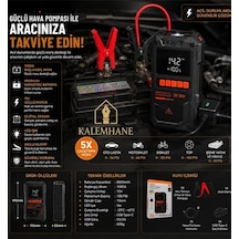 Kalemhane 1000a Akü Takviye Cihazı Ve Hava Pompası 8000mah Taşınabilir Jump Starter, 150 Psı Dijital Kompresörlü Powerbank