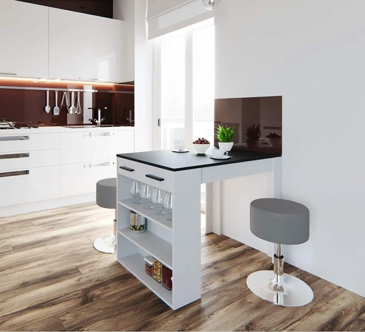 Infınıty Mutfak Adası Mutfak Masası Beyaz-antrasit-120 Cm Beyaz Antrasit Infınıty Mutfak Adası Mutfak Masası Beyaz-antrasit-120 Cm Beyaz Antrasit