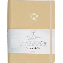 Vj Canvas Gizli Spiralli Defter 16,3 22,2 96 Yp. 100 Gr. Lastikli Noktalı Bej