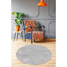 Gri Kaymaz Tabanlı Yuvarlak Sade Mutfak Halısı Ar1439n11
