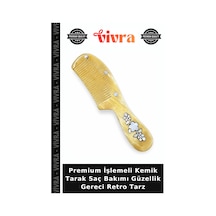 Premium İşlemeli Kemik Tarak Saç Bakımı Güzellik Gereci Retro Tarz