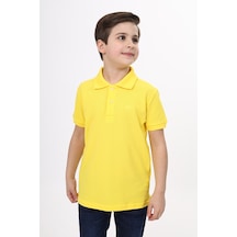 Toontoy Kids Toontoy Unisex Polo Yaka Düğmeli Uzun Kısa Tişört Sarı