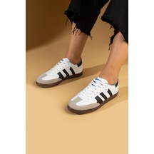 Pembe Potin Bağcıklı Comfort Taban 3 Şeritli Kadın Sneaker 001-1009-24beyazsiyah 001