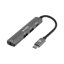 S-link Swv-usbc024 4 İn 1 Type-c Adaptör, Gri Metal Usb-c Çoklayıcı, 2x Usb 2.0 + Usb-c + 3.5mm Aux Portlu Type-c Hub, Laptop Tablet Pc Macbook İçin Kulaklık Mouse Klavye Usb Bellek Bağlantı Adaptörü