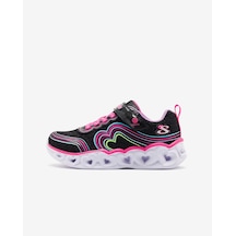 Skechers Heart Lights - Retro Hearts Büyük Kız Çocuk Siyah Işıklı Spor Ayakkabı 302689l Bkmt Siyah