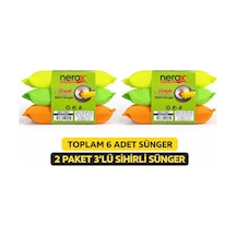 Vexor Nerox Magic Sihirli Sünger 3'lü 2 Paket Toplam 6 Adet Çok Amaçlı Temizlik Süngeri Mutfak Bulaş