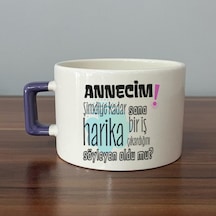 Annecim Şimdiye Kadar Sana Harika Baskılı Mor Kulplu C Fincan