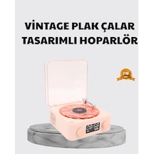 3-ü-1 Gece Işığı Bluetooth Hoparlör Ve Dijital Saat Vintage Plak Çalar Tasarımlı