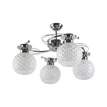 Rys Modern Krom 4 Lü Spor Dekoratif Camlı Tavan Sarkıt Avize