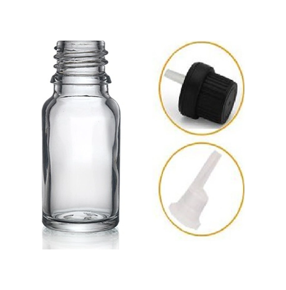 10ml Şeffaf Cam İçten Damlalıklı Şişe Siyah Kapak, 24 Adet, Damlalıklı Şişe, Damlatmalı Şişe
