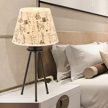 Epona Desenli Şapkalı Siyah Modern Dekoratif Salon Abajur