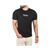 Deepsea Erkek Siyah Dar Kesim Pamuklu Tişört Slim Fit Nefes Alan Yumuşak Dokulu Tişört 2504351 Siyah