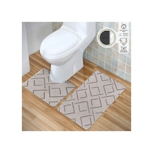 Plato Halı Parantez 2'li Set Premium Banyo Takımı 50x60 Klozet - 60x100 Klozet Takımı Kahve