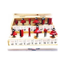 12 Parça Freze Uç Takımı Ahşap Oyma Ağaç Delme Çantalı Set 8  Mm
