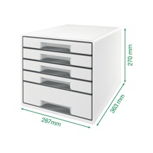 Leitz 52142051 Wow Çekmeceli Evrak Rafı 5 Çekmeceli, Metalik Buz