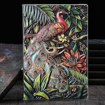 Hediyelik Deri Defter 3d Tavus Kuşu Kabartmalı