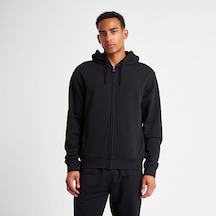 Lescon Siyah Erkek Fermuarlı Kapüşonlu Sweatshirt 26s-1263-26n