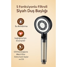 Kustar 5 Fonksiyonlu Çelik Su Tasarruflu Filtreli Turbo Jet Duş Başlığı Siyah