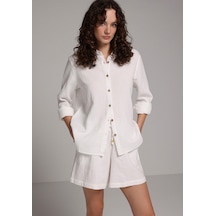 Colin's Colins Regular Fit Shirt Neck Düz Kadın Beyaz Kısa Kol Gömlek Cl1079416 Q1.v2 Wht