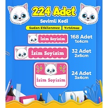 Sevimli Kedi Temalı Okul Kreş Kişiye Özel İsim Etiket Seti - Model 60 Çok Renkli