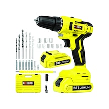 Böhrer Bh5814s German 58v 5ah Pro Hummer Yellow Çift Akülü Yüksek Torq +24 Vidalama Şarjlı Matkap Set