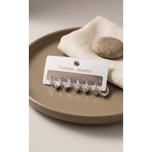 Pirinç Gümüş Renk Oval Küpe Seti Altın - Çok Renkli 48016490