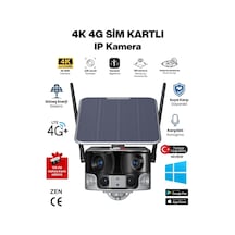 4k 4g Sım Kartlı Solar Kamera Çift Lensli Sesli Görüşme 180 Panoramik Görüş Ip Kamera 128gb Hediye