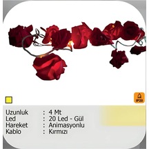 Elektrikhouse Led Peri Işığı 20 Led - Gül 4 Metre Çok Renkli