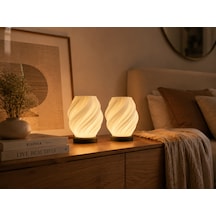 2 Adet Spiral Kablosuz Masa Lambası 11 X 13 Cm Tealight Led Işık Hediyeli Şeffaf