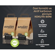 Toi Moi Ecolitt Ultra Koku Hapseden Kraft Pakette Topaklanan Kahverengi Bentonit Aktif Karbonlu Kedi Kumu 2 x 8 KG