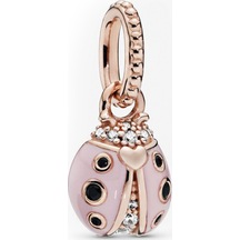 Nur Silver Rose Uğur Böceği Gümüş Charm Nur-bl10039