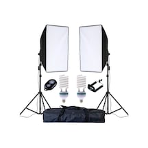 50 x 70 CM 2'li Sürekli Işık Seti Softbox + 2 x 2 M Işık Ayağı + 2 x 85 W Bluetooth Kumandalı