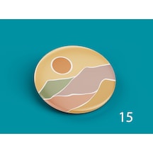 58 Mm Buton Rozet İğneli Çanta Kıyafet Rozeti Günbatımı Manzarası Çok Renkli