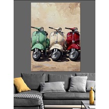 Ahşap Tablo Renkli Klasik Scooter Seti