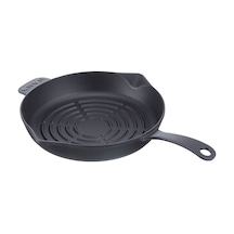 Lava Tava Döküm Demir Metal Kulplu Yuvarlak Izgara 28 CM