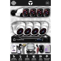 Turkno 8 Kameralı Pania 4 İç Kamera Set 320 GB HDD Full HD Gece Görüşlü Güvenlik Kamerası Sistemi