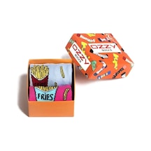 Ozzy Socks Sevgililer Günü Çiftler Için 2 Li Fries Desen Hediye Paketi Mavi