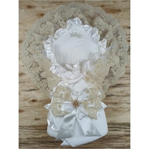 Sahra Soylu Rose Bebek Kundağı Unisex Bebek Dış Kundak Battaniyesi Hastane Çıkışı Kundak Battaniye Altın