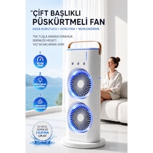 Su Püskürtmeli Şarjlı İki Pervaneli Serinletici Sogutucu Döner Kumandalı Masa Kamp Ofis Ev Fanı