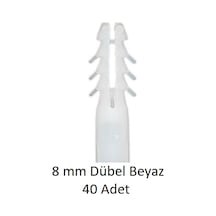 Dübel, 8 Mm Beyaz Dübel, 40 Adet