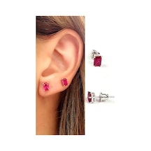 Sky Diamond Red Creative Rubies 925Ayar Gümüş Minimal Küpe