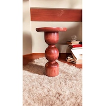 Doğal Ahşap Tekli Mantar Yan Sehpa Maun Renk - Zigon Sehpa - Wooden Side Table Maun