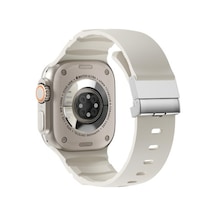 Lexroo Apple Watch 44mm Metal Tokalı Silikon Kordon - Starlight