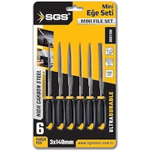 Sgs Mini Eğe Seti, 6 Parça, 3x140 Mm, Metal El Aleti, Model Sgs1356