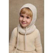 Comerciante Çocuk Balaklava Bere Taş Rengi İpli Triko Örgü Kapüşonlu Boyunluk Kışlık Unisex Kar Beresi Taş - 939033084 Taş