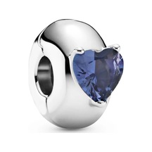 Nur Silver Mavi Kalp Detay Durdurucu Gümüş Charm Nur-bl10008