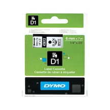 Dymo D1 43613 Yedek Şerit 6 MM x 7 M Beyaz-Siyah