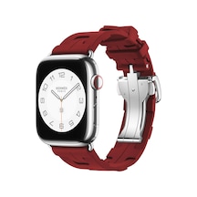 Watch 42mm Spor Görünümlü Clo- Krd-94 Silikon Kordon-koyu Kırmızı