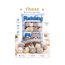 Tineke 8 Li Peluş Kedi Yastığı Seti Minik Yumuşak Kedi Oyuncağı Ve Uyku Arkadaşı Mavi Karışık