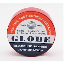 Globe Pvc Elektrik İzolasyon Bant "0.13x19x10yrds" Kırmızı 500'lü 1 Koli